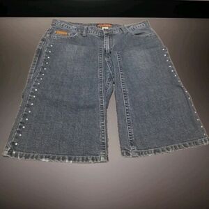 NYL New York Laundry Stretch,distressed at Bootcut hem Blue Jeans/rhinestones .